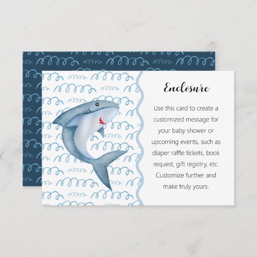 シーシャークの赤ちゃんシャワーエンクロージャカードの下 出欠カード (正面/裏面)