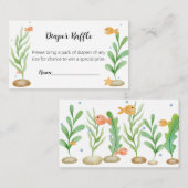 シーシャークベイビーシャワーおむつラッフルカードの下 エンクロージャーカード (正面/裏面)