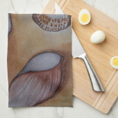 シーショアでの貝殻 キッチンタオル (四つ折り)