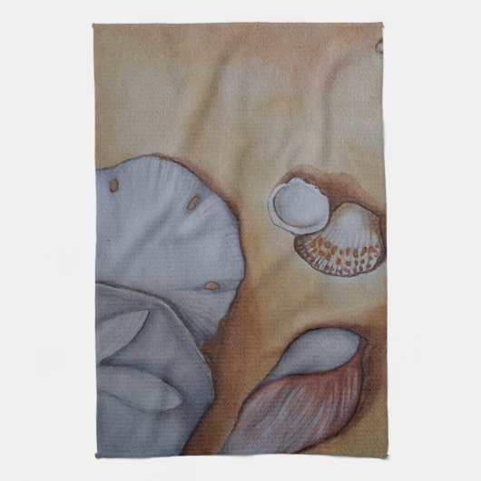 シーショアでの貝殻 キッチンタオル (縦)