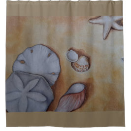 シーショアでの貝殻 シャワーカーテン