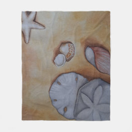 シーショアでの貝殻 フリースブランケット