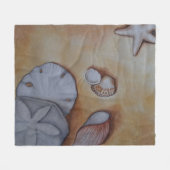 シーショアでの貝殻 フリースブランケット (正面(横))