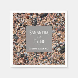 シーショアコーラルサンド&シェルモダンビーチ結婚式 スタンダードカクテルナプキン