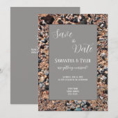 シーショアコーラルサンド&シェルモダンビーチ結婚式 セーブザデート (正面/裏面)