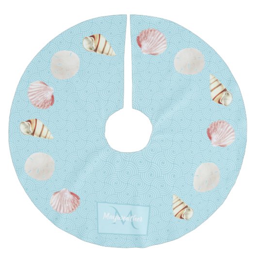 シーショアシーシェルのクリスマスツリースカート ブラッシュドポリエステルツリースカート (正面)