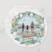 シーショアビーチクリスマスリースと写真 シーズンカード (正面/裏面)