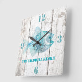 シーショアビーチハウスウッドルックウォールクロック スクエア壁時計 (傾斜)