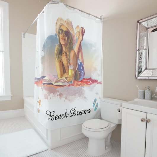 *~*シーショアビーチヤングガールサンバスAR29 シャワーカーテン (インサイチュ)