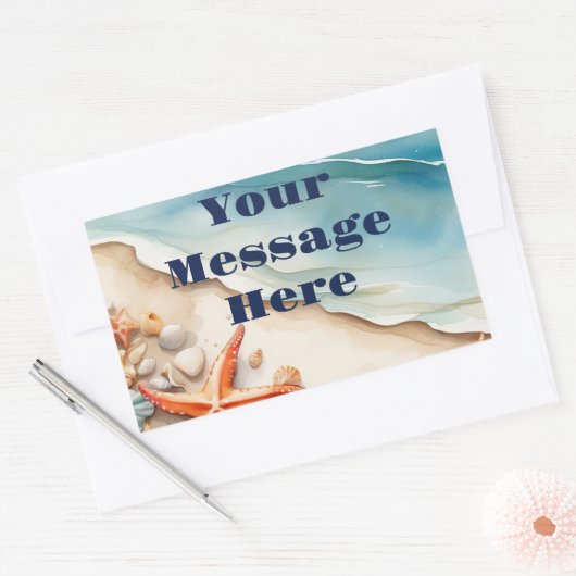 シーショアブリスビーチパーティー 長方形シール (封筒)