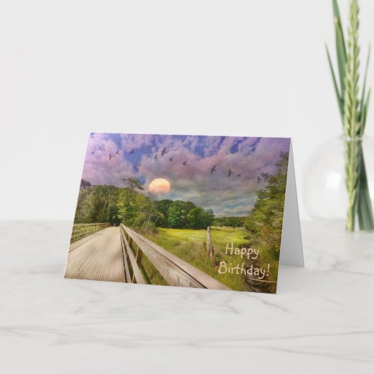 シーショアマーズサンセット誕生日 カード (正面)