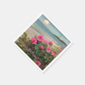 シーショアワイルドバラ誕生日 スタンダードカクテルナプキン (角)