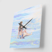 *~*シーショア海ウーマンAR29ビーチ スクエア壁時計 (傾斜)