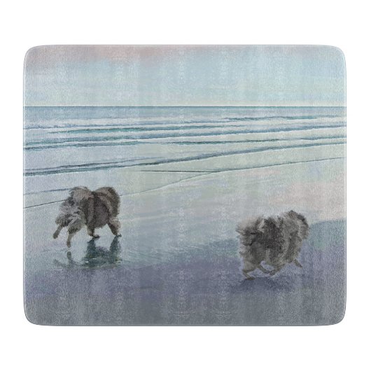 シーショア絵画の犬の芸術でケソーン カッティングボード (正面)