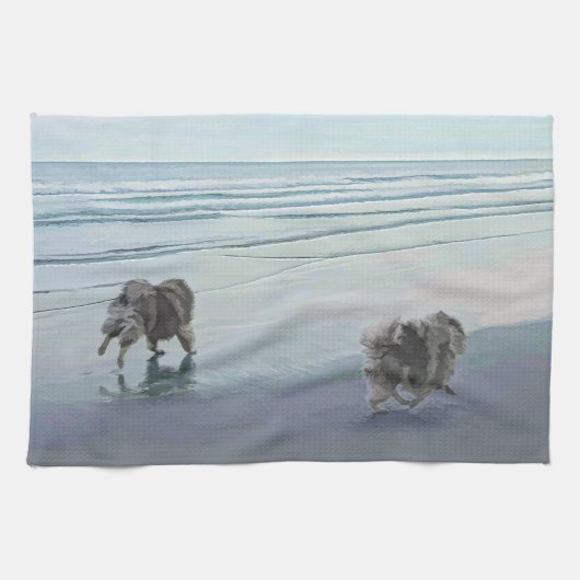 シーショア絵画の犬の芸術でケソーン キッチンタオル (横)