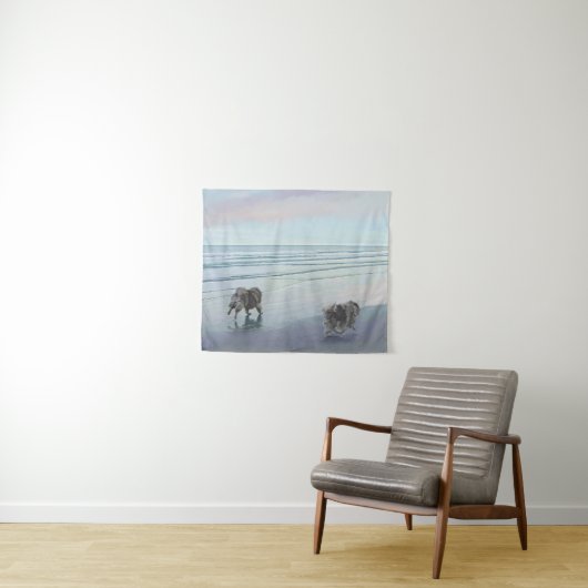 シーショア絵画の犬の芸術でケソーン タペストリー (インサイチュ(横))