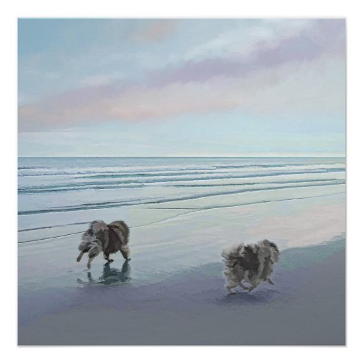 シーショア絵画の犬の芸術でケソーン ポスター (正面)