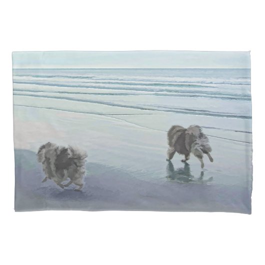 シーショア絵画の犬の芸術でケソーン 枕カバー (正面)