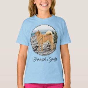 シーショア絵画ズでフィンランドのスピッツ – Dog Art T-Shi Tシャツ