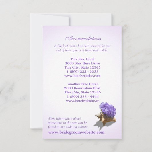 シーショパープルアジサイ結婚ズの皮付き植物 招待状 (裏面)