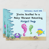 シーシーホースのニュートラルベビーシャワー招待状の下 招待状 (正面/裏面)