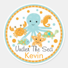 シーシールの下に誕生日 ラウンドシール