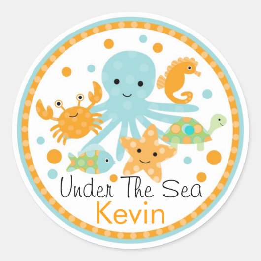 シーシールの下に誕生日 ラウンドシール (正面)