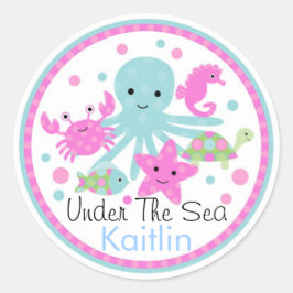 シーシールの下に誕生日 ラウンドシール