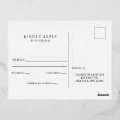 シーシ素朴ェルズマリン海ビーチ結婚式RSVP 箔招待状ポストカード (裏面)