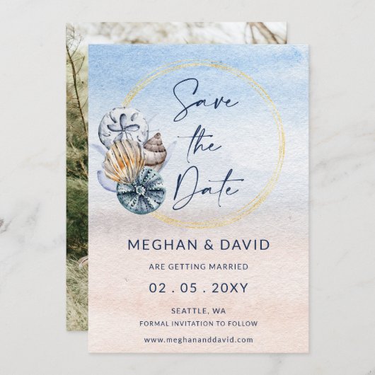 シーシ素朴ェル海シーサマービーチ写真 セーブザデート (正面/裏面)