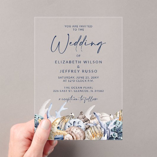 シーシ素朴ェル海シーサマービーチ結婚式 アクリル招待状 (インサイチュ (ポータブル))