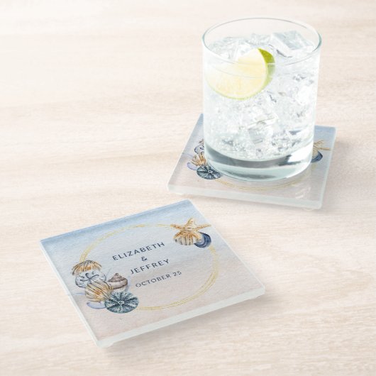 シーシ素朴ェル海シーサマービーチ結婚式 ガラスコースター (アングル)