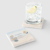 シーシ素朴ェル海シーサマービーチ結婚式 ストーンコースター (横)