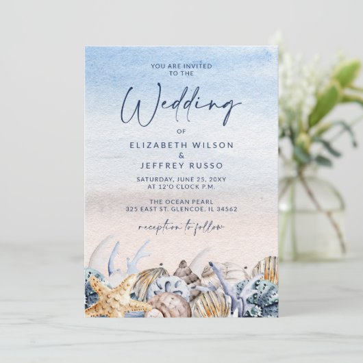 シーシ素朴ェル海シーサマービーチ結婚式 招待状 (スタンド正面)