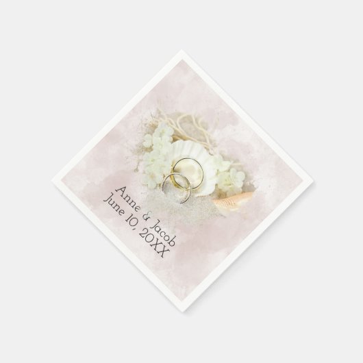 シーシ結婚ェルと砂ハートのリングや輪 スタンダードカクテルナプキン (角)