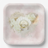 シーシ結婚ェルと砂ハートのリングや輪 ペーパープレート (正面)