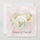 シーシ結婚ェルのリングや輪ビーチハート 招待状 (正面)