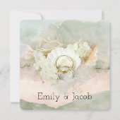 シーシ結婚ェルのリングや輪ビーチハート 招待状 (正面)