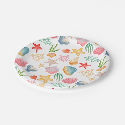 シーシ鮮やかェル海シーマリンお祝い ペーパープレート (アングル)