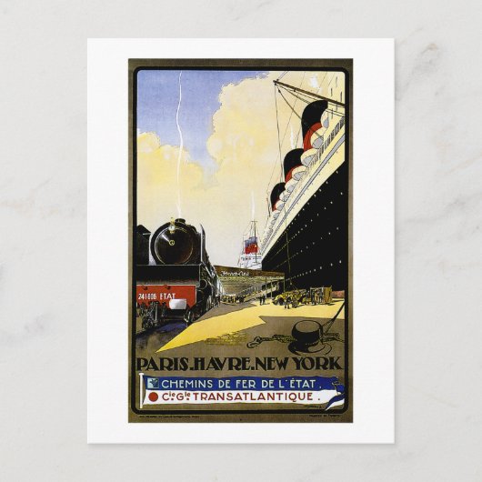 シージートランスアトランティクスヴィンテージ旅行広告 ポストカード (正面)