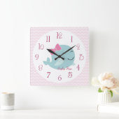 シースイパーソナライズされたーティーズホエール子供部屋時計 スクエア壁時計 (ホーム)