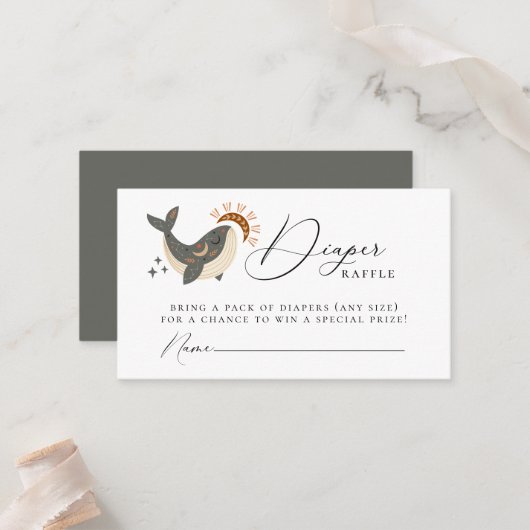 シースクジラおむつラッフル囲いカード プレイスカード (正面/裏面インサイチュ)