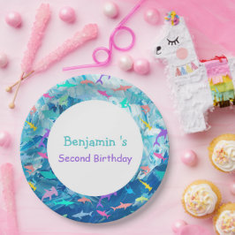 シースクーカラフルルパーティー誕生日 ペーパープレート