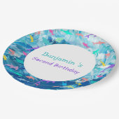 シースクーカラフルルパーティー誕生日 ペーパープレート (アングル)