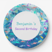 シースクーカラフルルパーティー誕生日 ペーパープレート (正面)