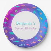 シースクーカラフルルパーティー誕生日 ペーパープレート (正面)