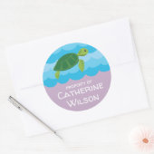 シースクールの名前のラベルの下で |編集可能な色 ラウンドシール (封筒)