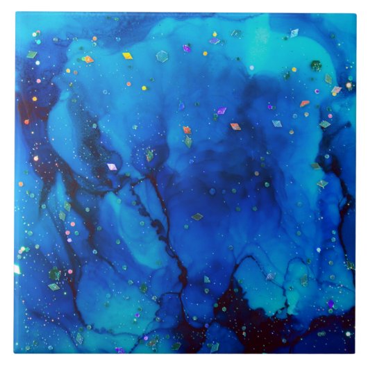 シースケープアルコールインク抽象芸術 タイル (正面)