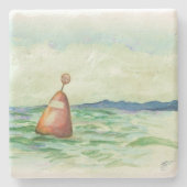 シースケープウォーターカラーブイのアートコースター ストーンコースター (正面)