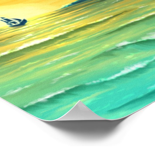 シースケープウーマンポートレートデジ絵を描タル ポスター (角)